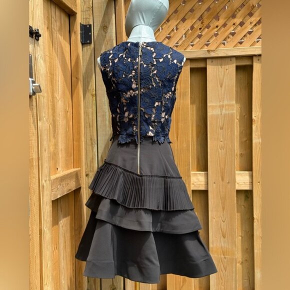 🆕 BRONX & BANCO 🧿 NWOT Navy Lace & Black Tiered Midi Dress, Sz AU 8 US 4 - Picture 6 of 13